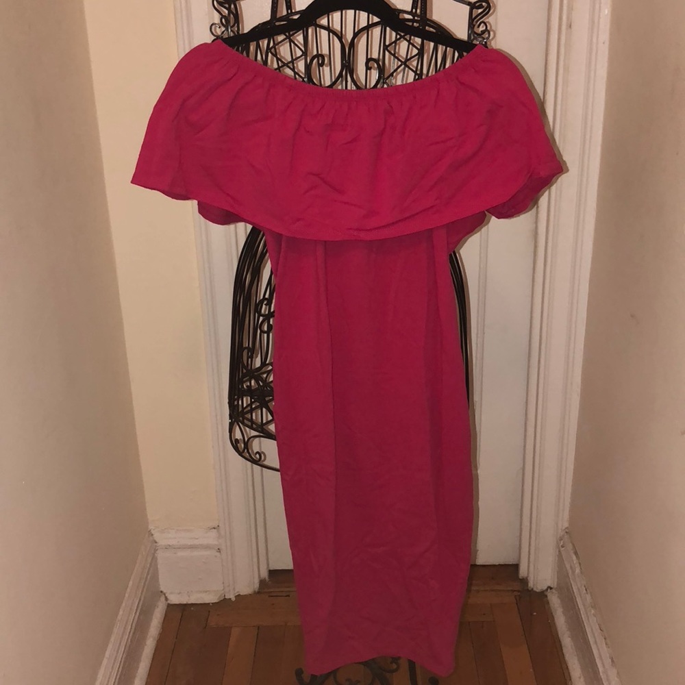 Rebdolls Pink Ruffled Midi Dress / Medium